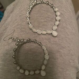Elegant Silver and White Hoop Earrings